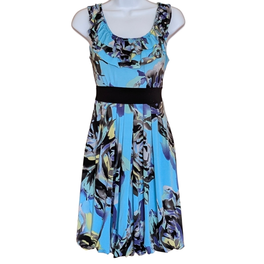 Candies Bubble Hem Floral Mini Dress S Sleeveless Coquette Cottagecore Ruffled